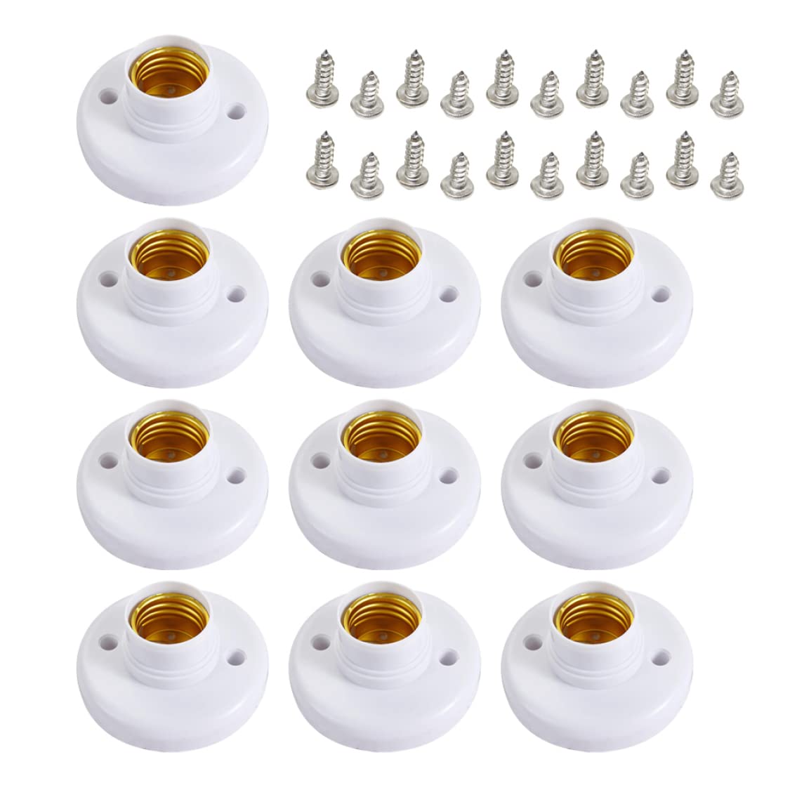 10x Oprawki E27 na Śrubę – Wytrzymały Uchwyt Żarówki do Montażu na Ścianie lub Suficie – Idealne do Lamp DIY, Oświetlenie Domu