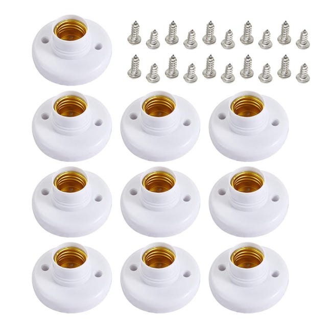 Lot De 10 Douilles E27 Avec Câble Noir + Testeur De Tension - Supports Ampoules Robustes Et Faciles à Installer