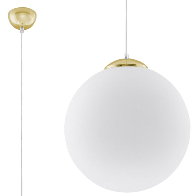 Lampa sufitowa wisząca Ugo złoto-biała 1xE27x60W wym: 80 x 40 x 40 cm szkło Sollux Lighting