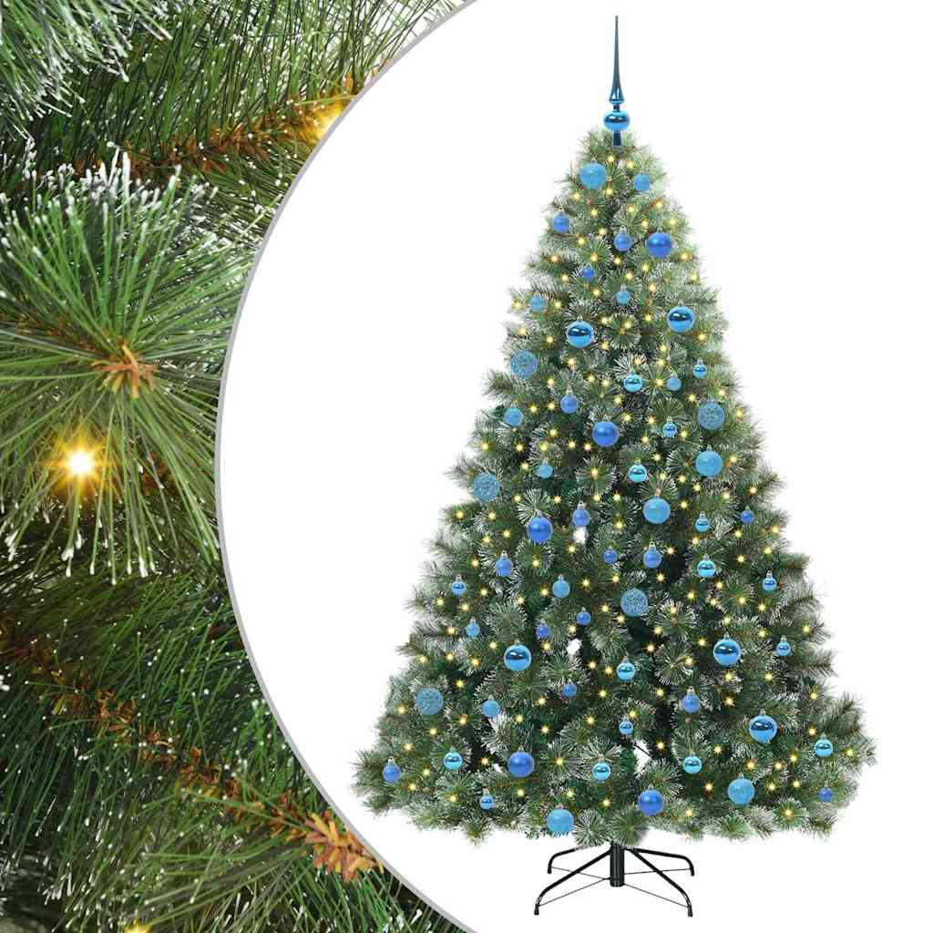 Sztuczna choinka z 300 diodami LED Zielony 180 cm PE i PVC