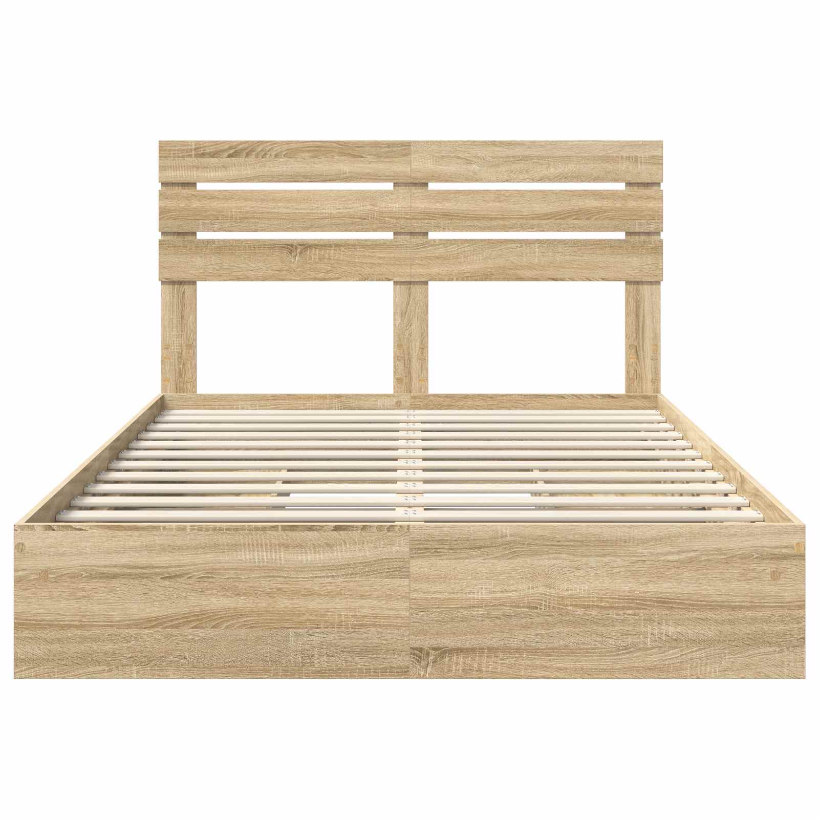 Lit de rangement chêne 160 x 200 cm panneau de bois - 8