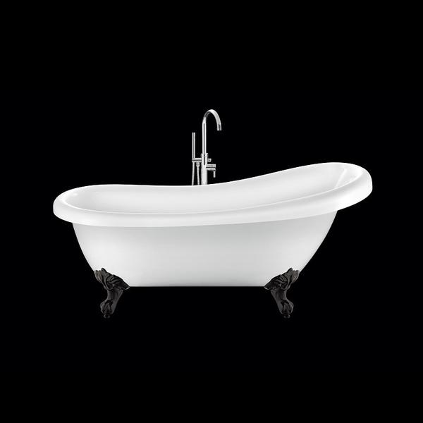 Vasca da bagno retrò con piedini RICHMOND Bianca 155 cm Piedini di aquila Neri