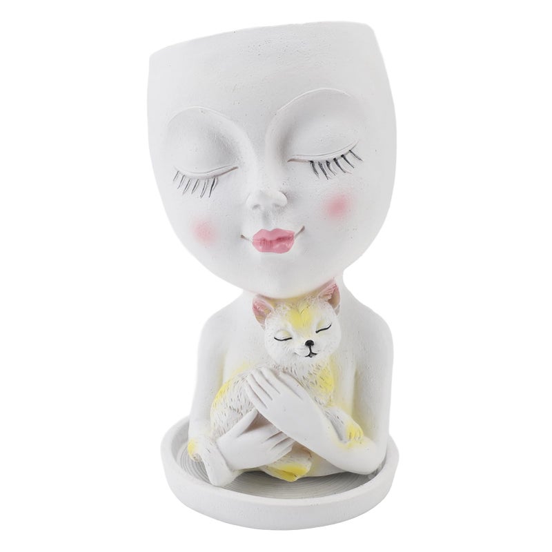 Donica z żywicy w kształcie twarzy, urocza, kreatywna dekoracja, doniczka na sukulenty z drenażem, do domu i