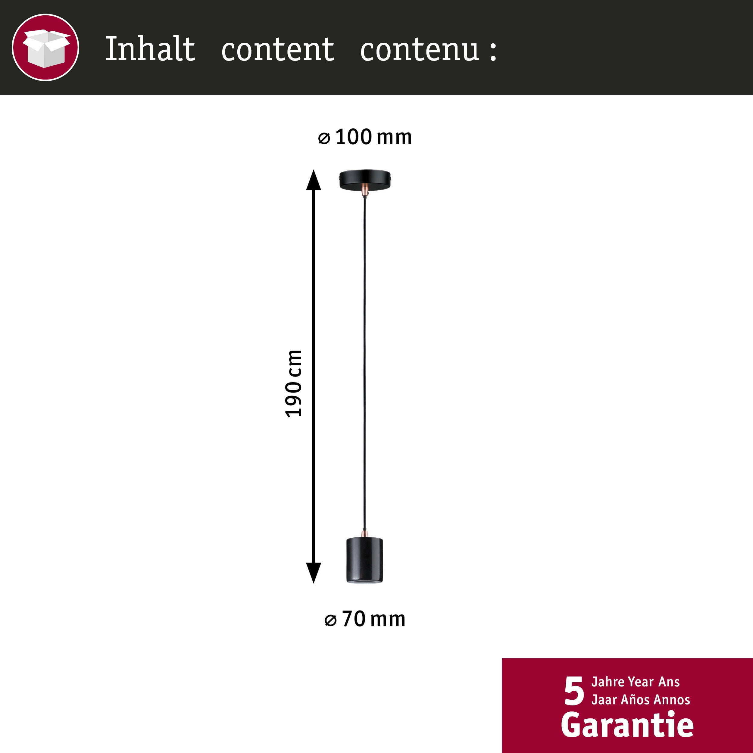 Neordic Luminaire en suspension Nordin E27 max. 60W Noir, Marbre, Cuivre Dépoli gradable Marbre - 4