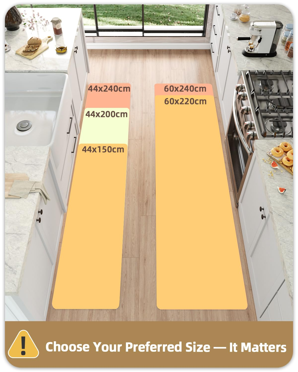 Tapete de Cozinha Antiderrapante em PVC Cor G Lavável para Cozinha em Frente ao Lava Louça Antifadiga Impermeável Resistente a Óleo Preto - 2