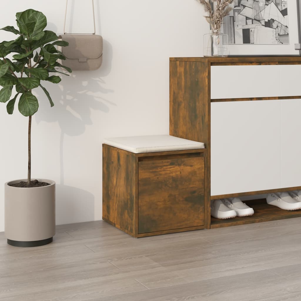 Maison exclusive - cajón taburete madera contrachapada roble ahumado 40,5x40x40 cm