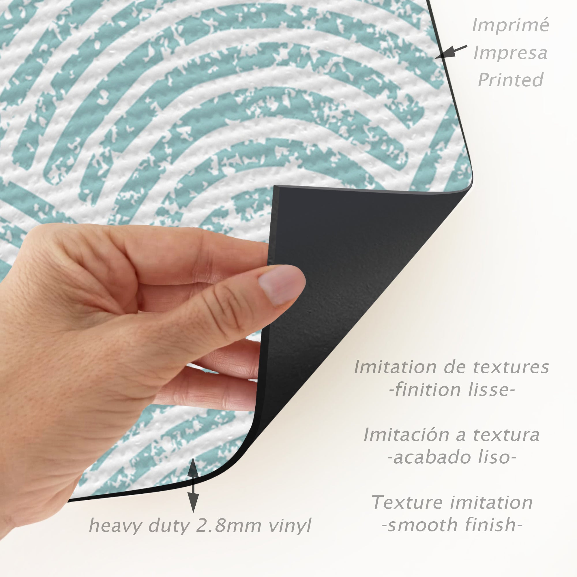 Tapis PVC Intérieur/Extérieur Vagues Japonaises Turquoise 200x300 cm - Vinyle imprimé antidérapant, lavable et résistant pour terrasse et maison. - 4