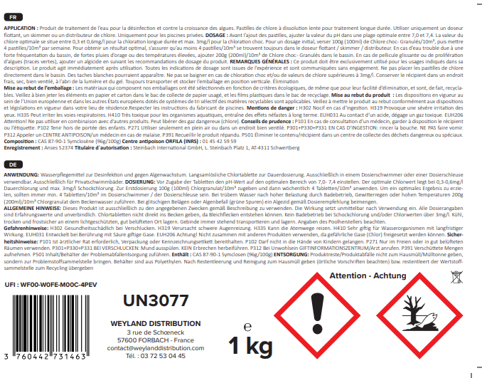 Chlore multifonction en pastilles 20 g pot 1 kg Aqualyn Unité - 3