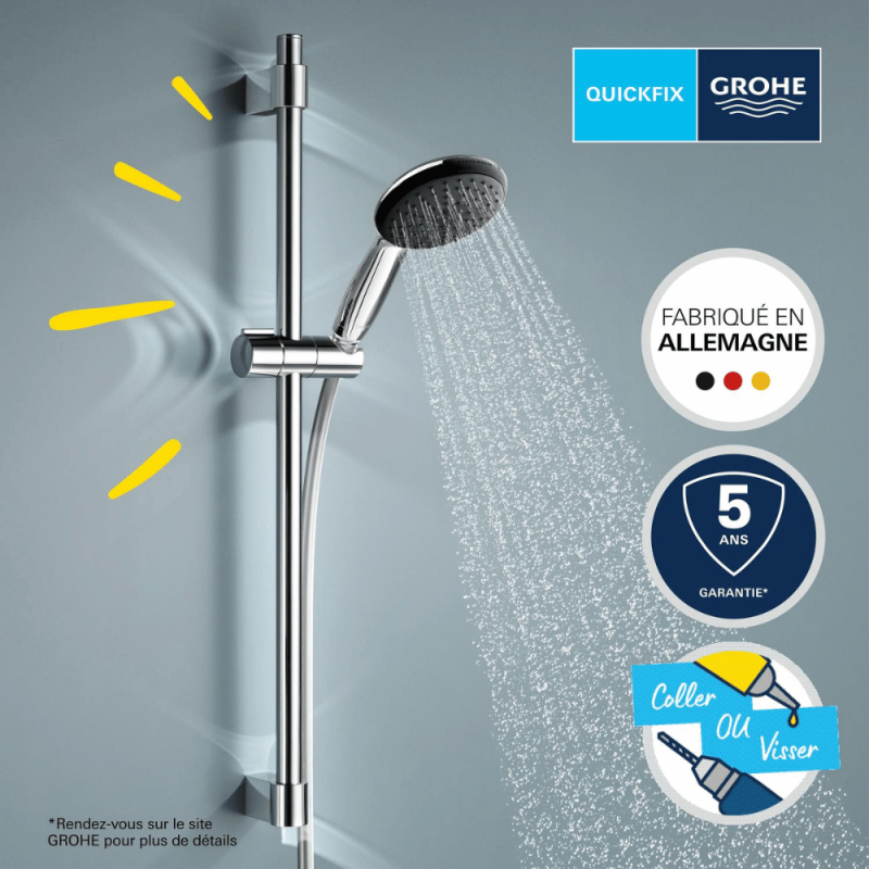 Mitigeur baignoire GROHE Grohtherm et ensemble de douche Vitalio Start - 7