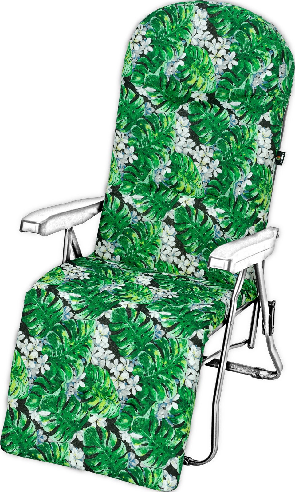 Poduszka na leżak ogrodowy z podnóżkiem AMPO zielony biały czarny 1 szt.