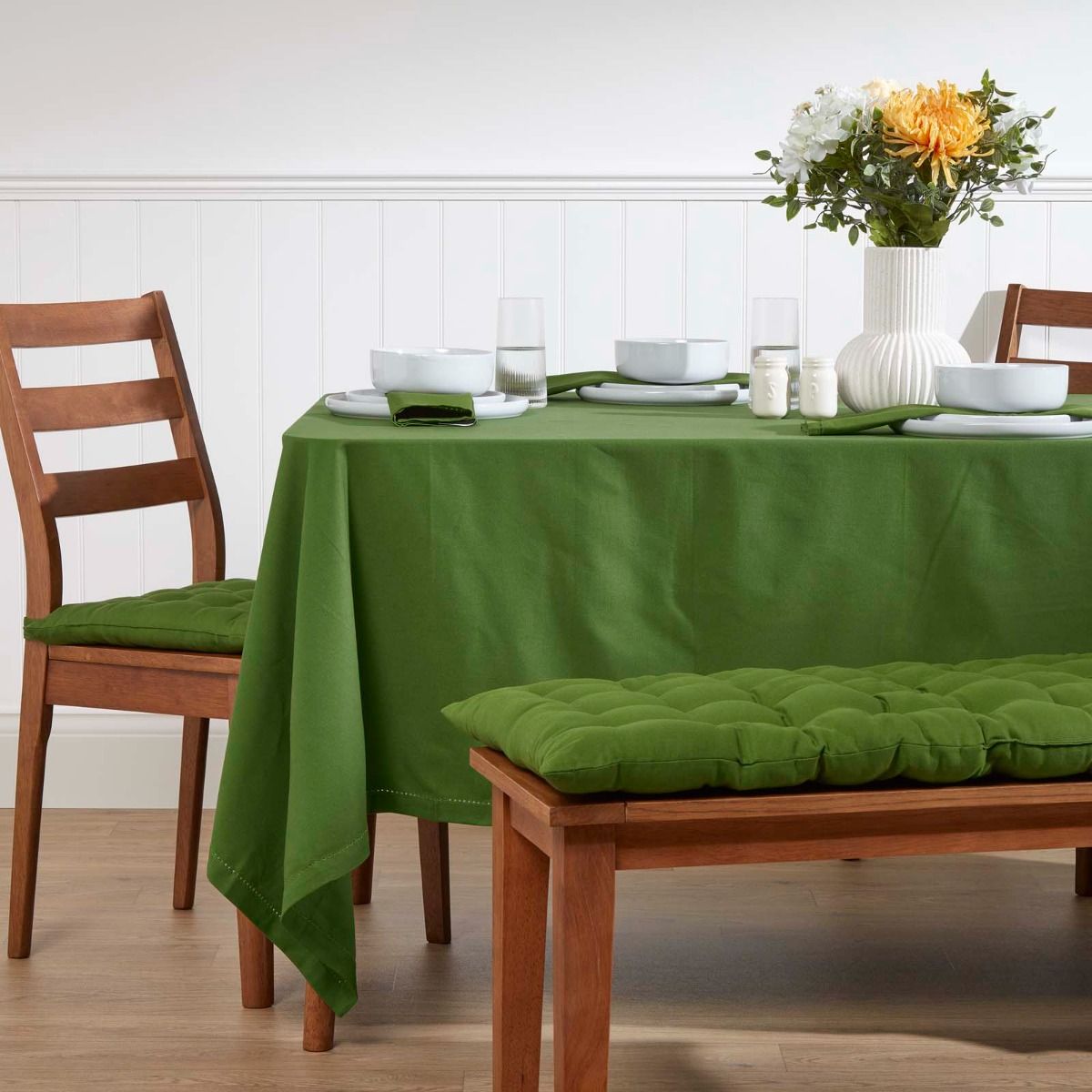 Coussin pour banc de jardin 2 places - Coussin pour banquette - Vert foncé - Homescapes - 2