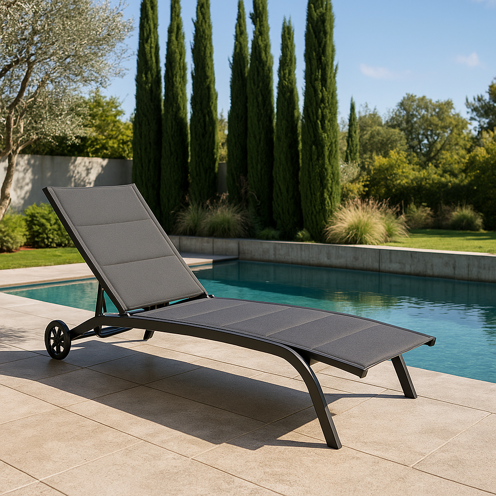 Lettino Cleo Con Ruote Antracite Bizzotto 0662333 Giardino Mare Piscina - 5