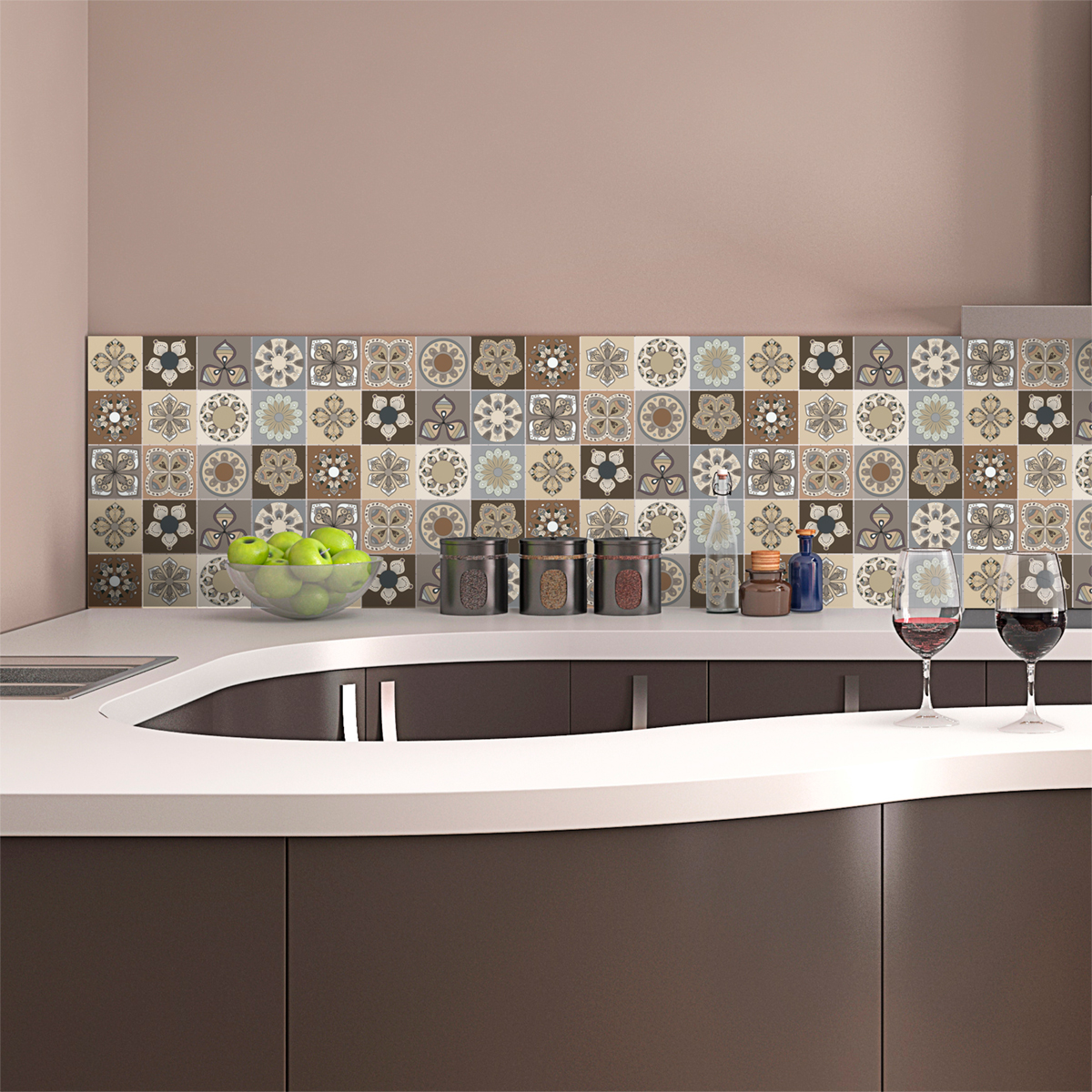 12 vinilos baldosas de cemento salerne - adhesivo de pared - revestimiento sticker mural decorativo - 12stickers10x10cm