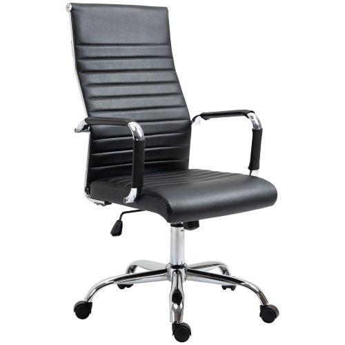 Fauteuil De Bureau Réglable En Similicuir Noir - Hauteur Ajustable, Siège Rembourré, Marque Yaheetech