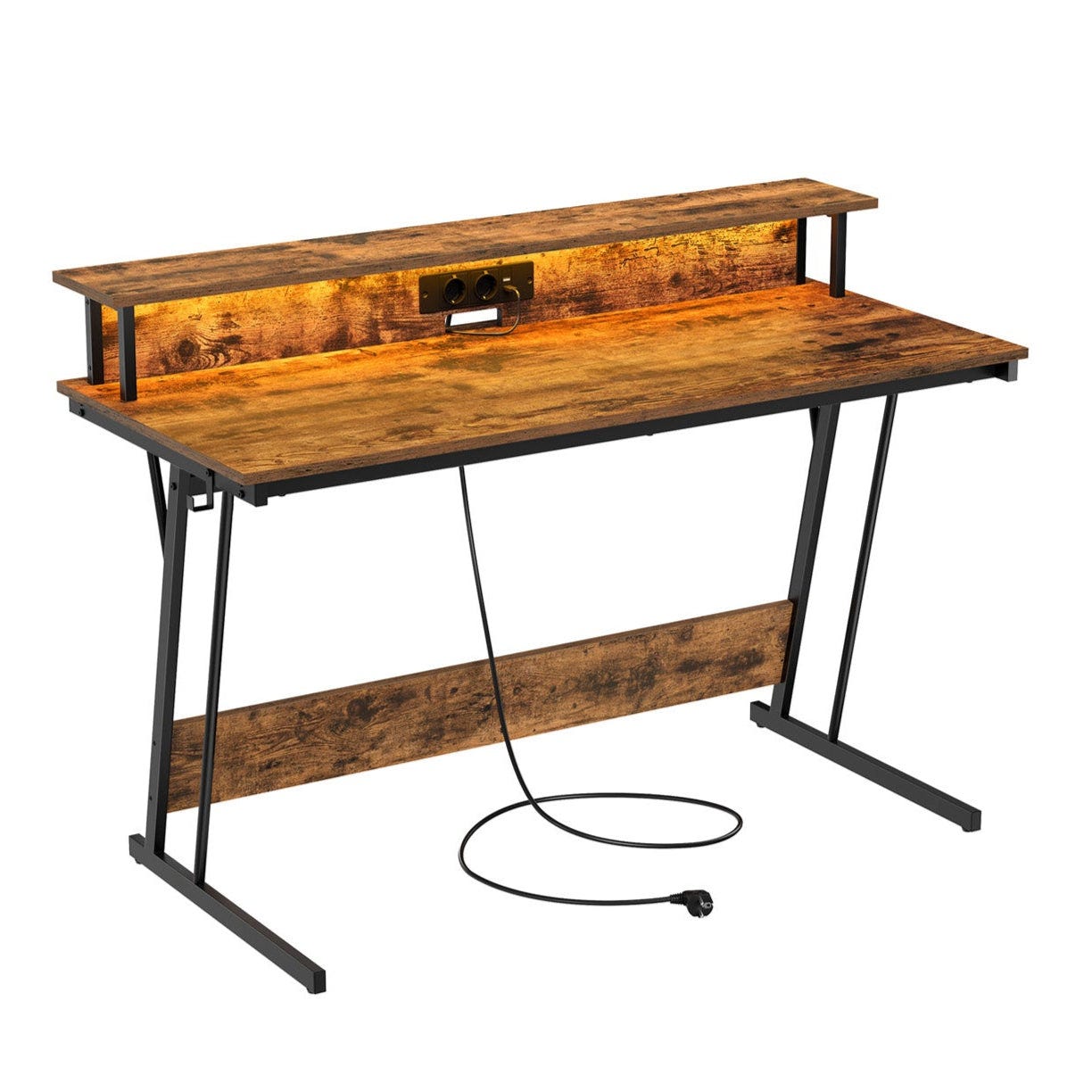 BEXEVUE Bureau Informatique Multiprise Intégrée LED - 120x50cm Table Gaming avec Plateau pour BEXEVUE Bureau Informatique Multiprise Intégrée LED - 120x50cm Table Gaming avec Plateau pour