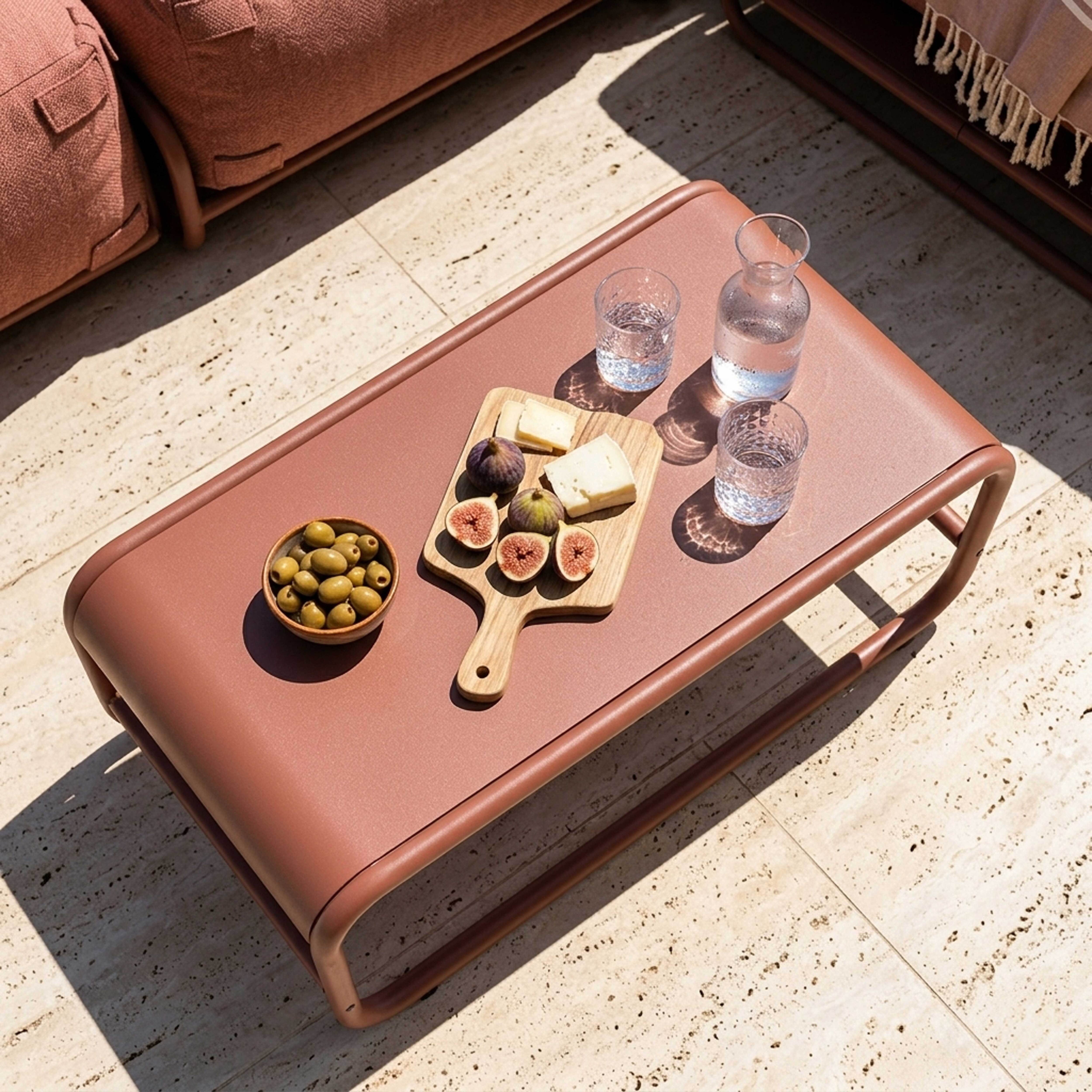 Table basse de jardin en métal 85x40x30 cm terracotta, Mixi - Oviala - 4