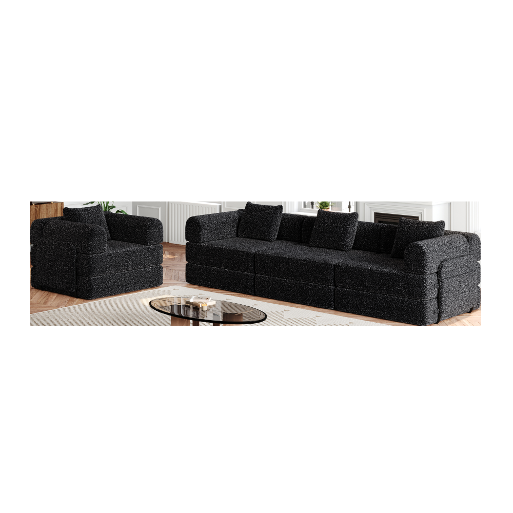 Canapé modulable 2 en 1, tapissé en chenille douce et résistante, rangement latéral intégré et structure métallique renforcée, idéal pour le salon - 6