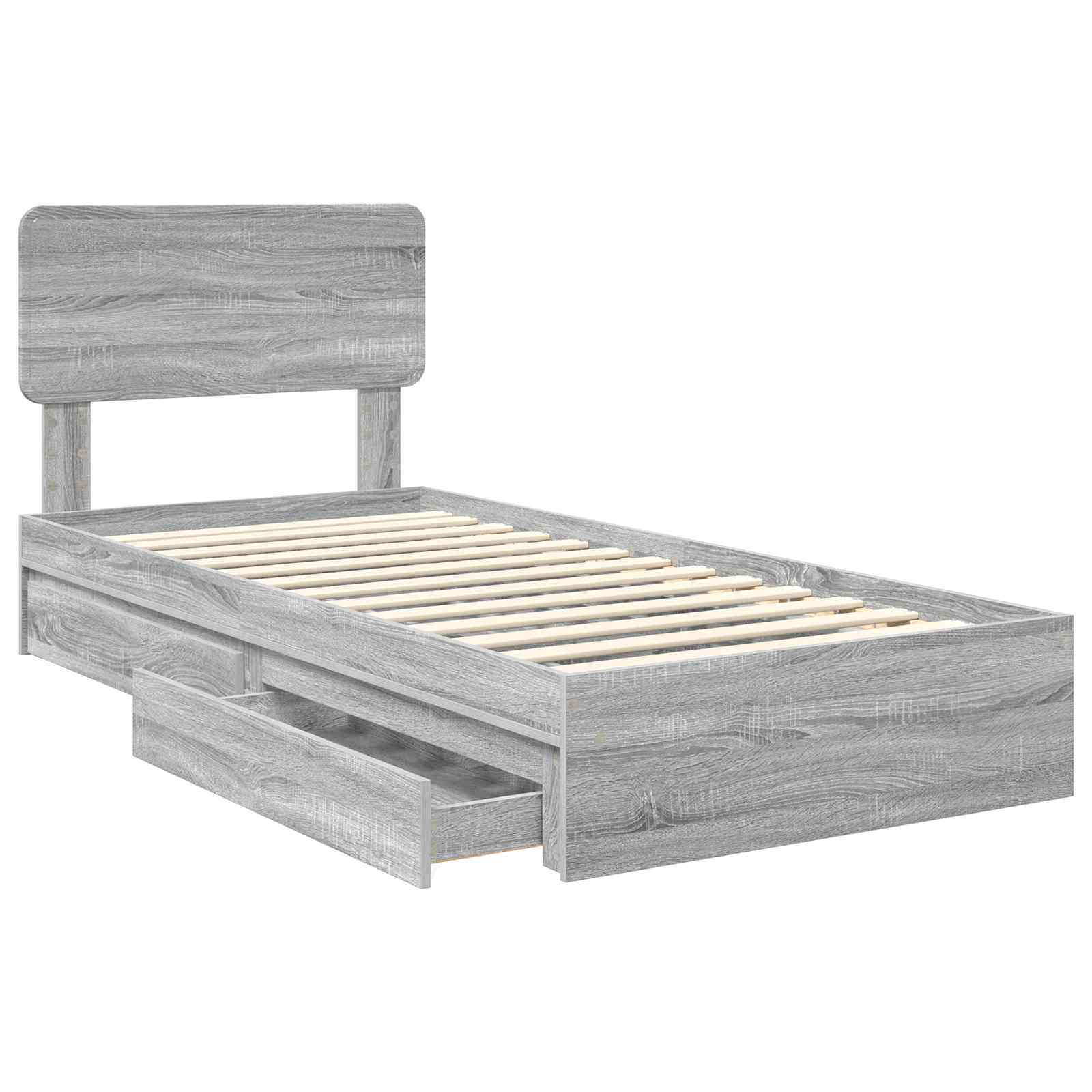 Lit de rangement Gris 90 x 200 cm Panneau de bois - 5