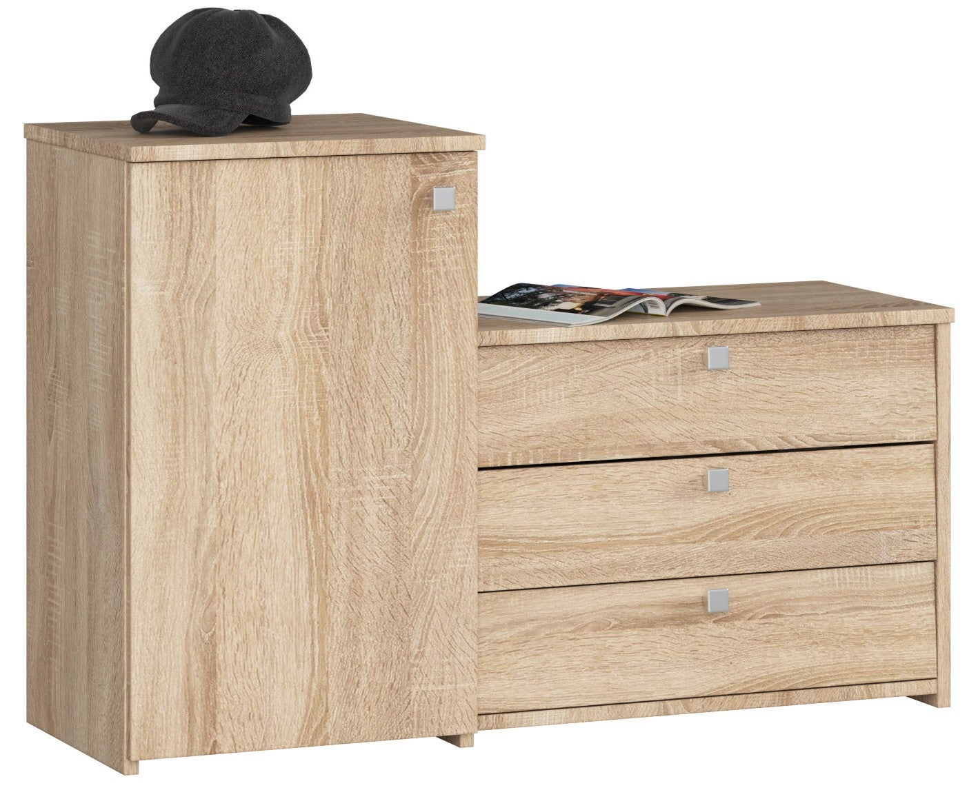 Szafka na buty AKORD S16 Dąb Sonoma 98,4 cm 4 drzwi kolor Dąb Sonoma mat 5 półek 98,4x33x68 cm