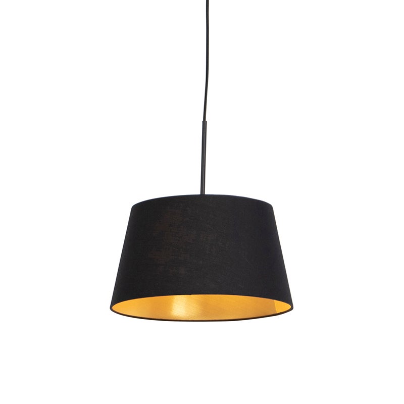 Lampa wisząca z abażurem z bawełny w kolorze czarnym i złotym 32 cm - Combi