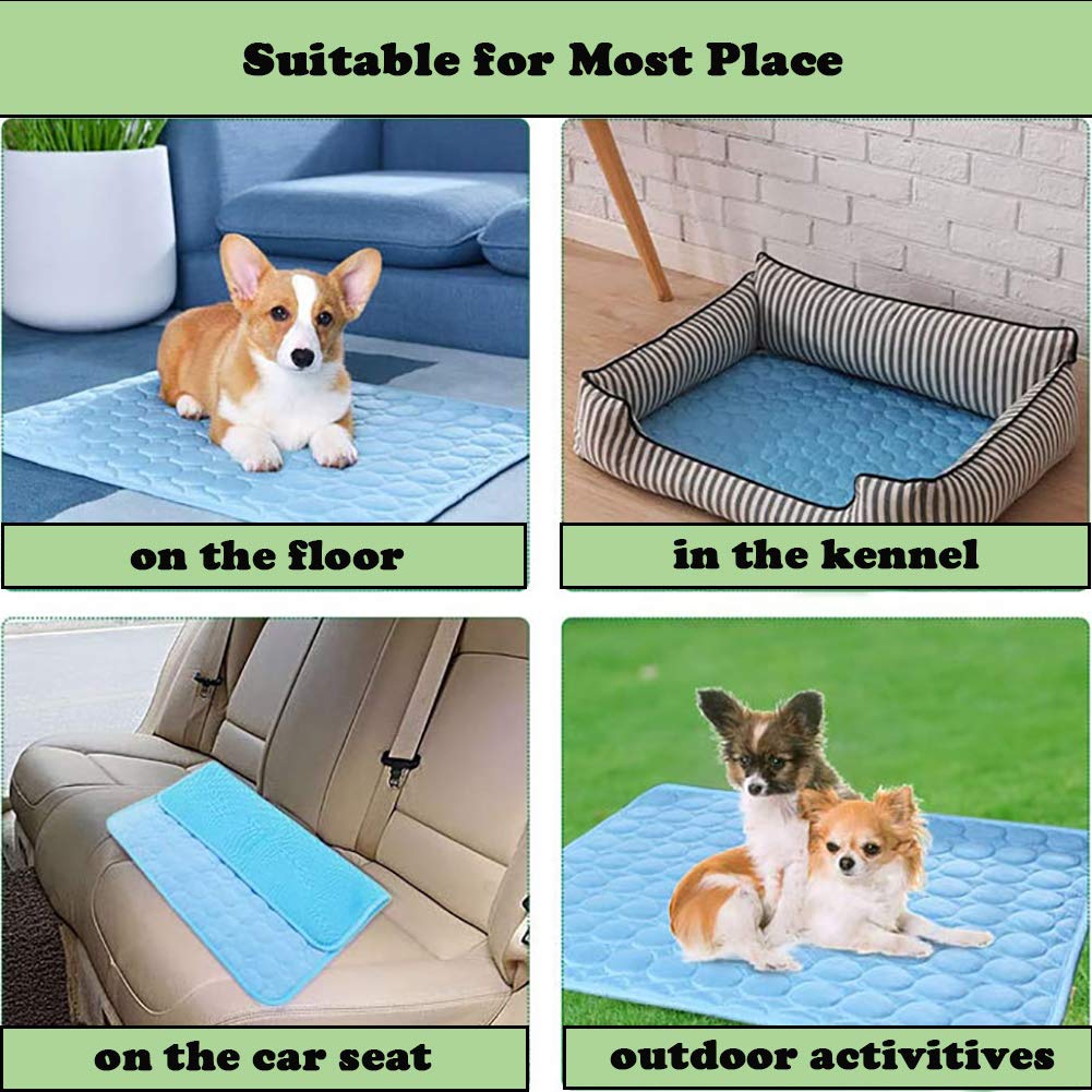 Tapis rafraîchissant lavable en soie glacée pour chien, tapis de couchage d'été avec fond imperméable pour animaux de compagnie (XL, 100 x 70 cm) - 4
