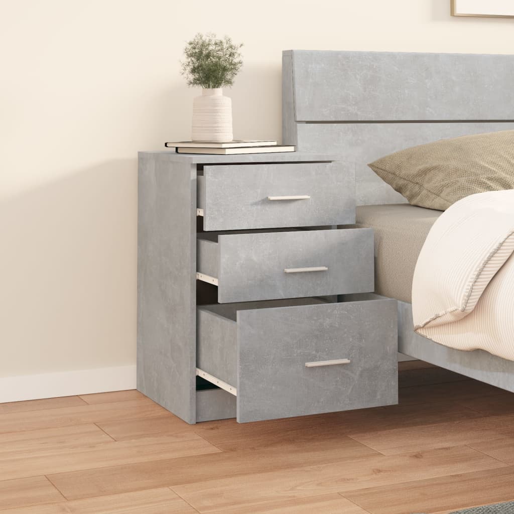 Maison Exclusive - Mesita de noche madera contrachapada gris hormigón 40x40x63 cm - 3