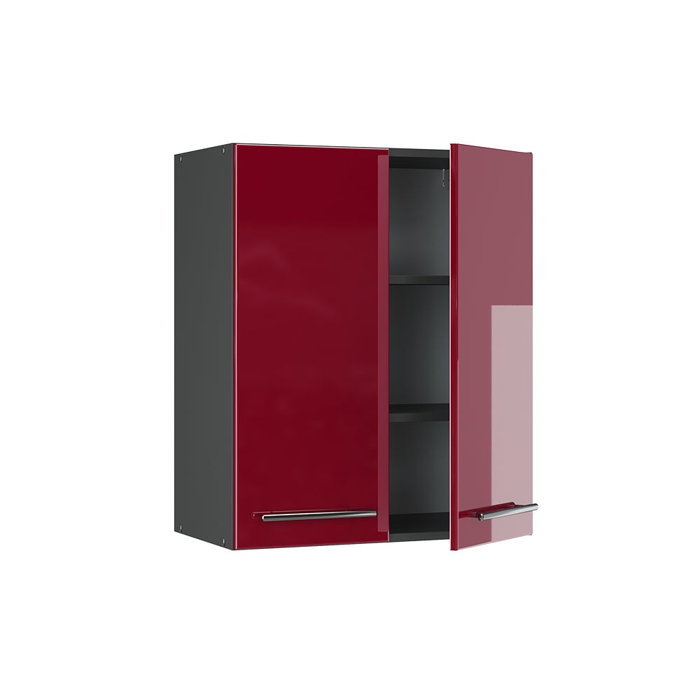 Vicco Elément haut de cuisine Fame-Line, Rouge bordeaux Haute brillance, 60cm - 4