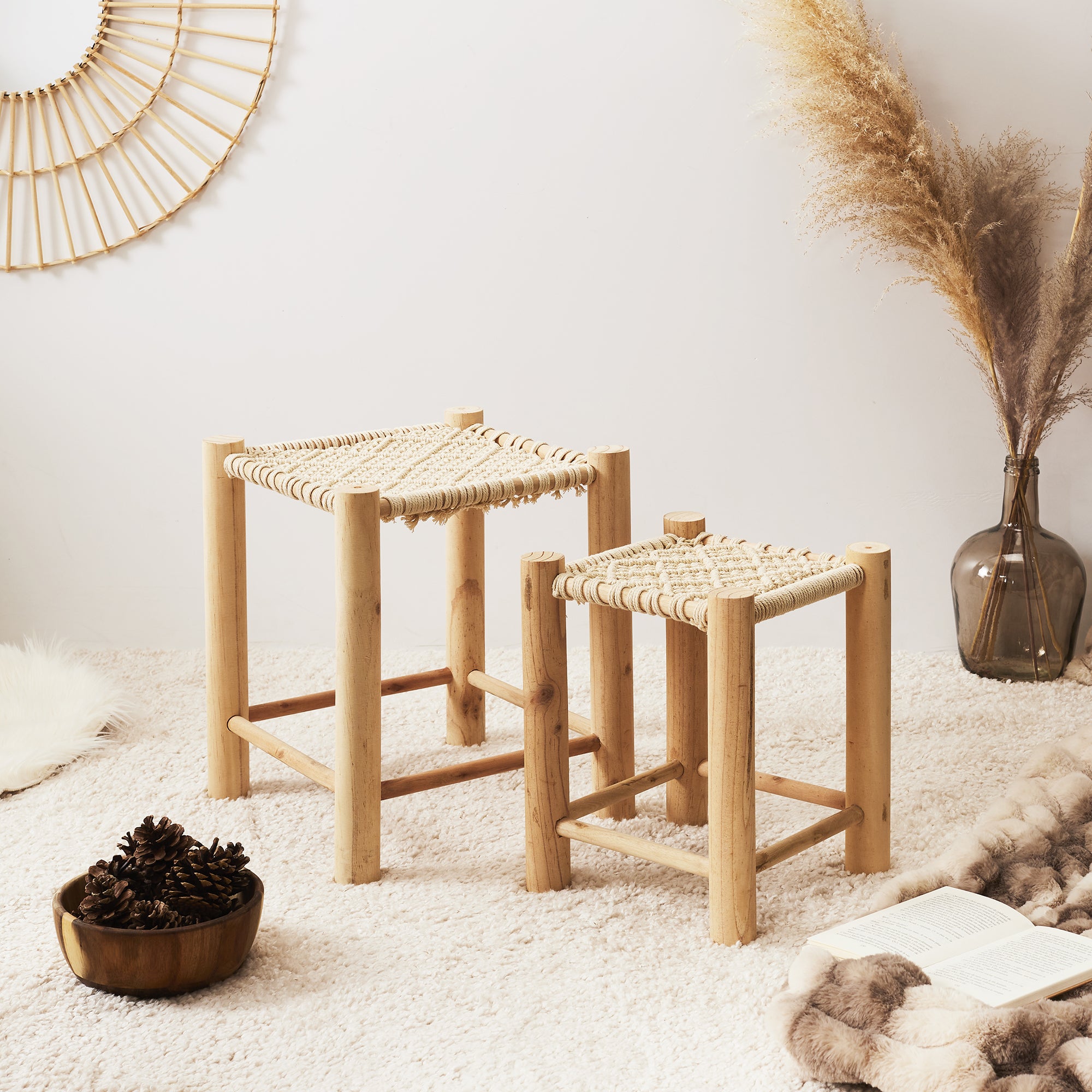 Tabouret - Home Deco Factory - Hamram - Bois - Gigognes - Marron ...