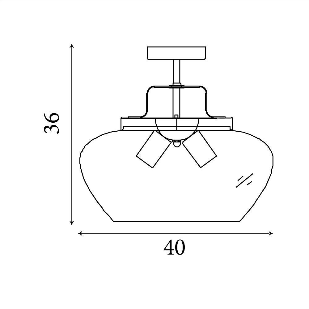 Plafonnier BOULE 3L métal bronze et verre claire E27 3x60w Diam 40cm hauteur 36cm - 4