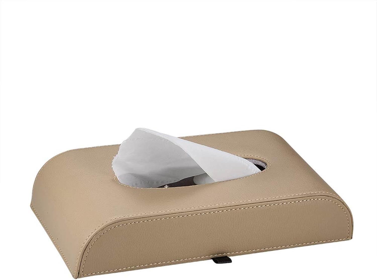 Uchwyt na chusteczki samochodowe, przenośne pudełko na chusteczki ze skóry syntetycznej, prostokątne pudełko na serwetki, beżowe