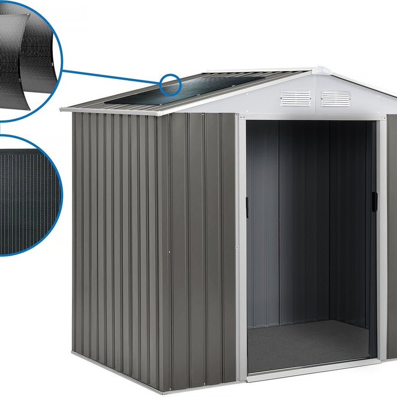 Metalowa szopa ogrodowa "Dallas" - 2,71 m² z panelem słonecznym