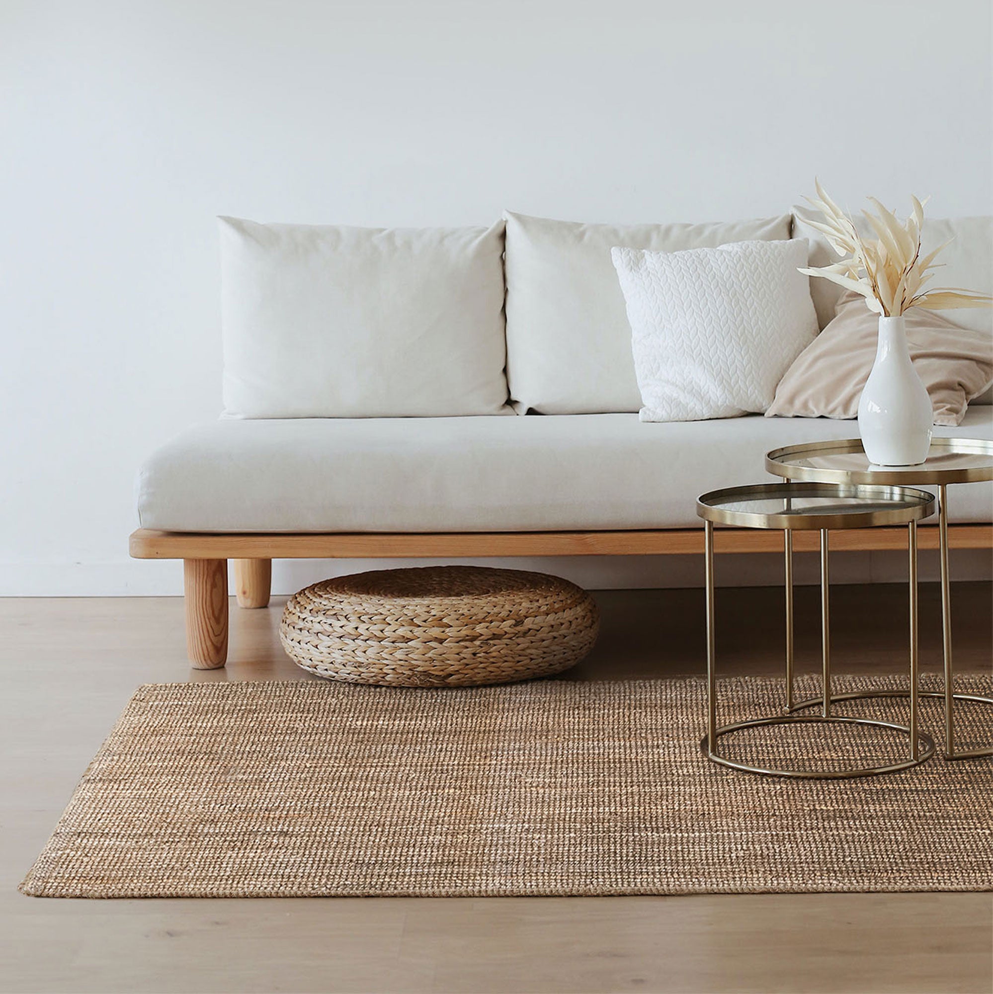 Hamid - Tapis en jute bouclé naturel 170x120 cm - Tapis naturel pour salon, chambre et salle familiale - 9