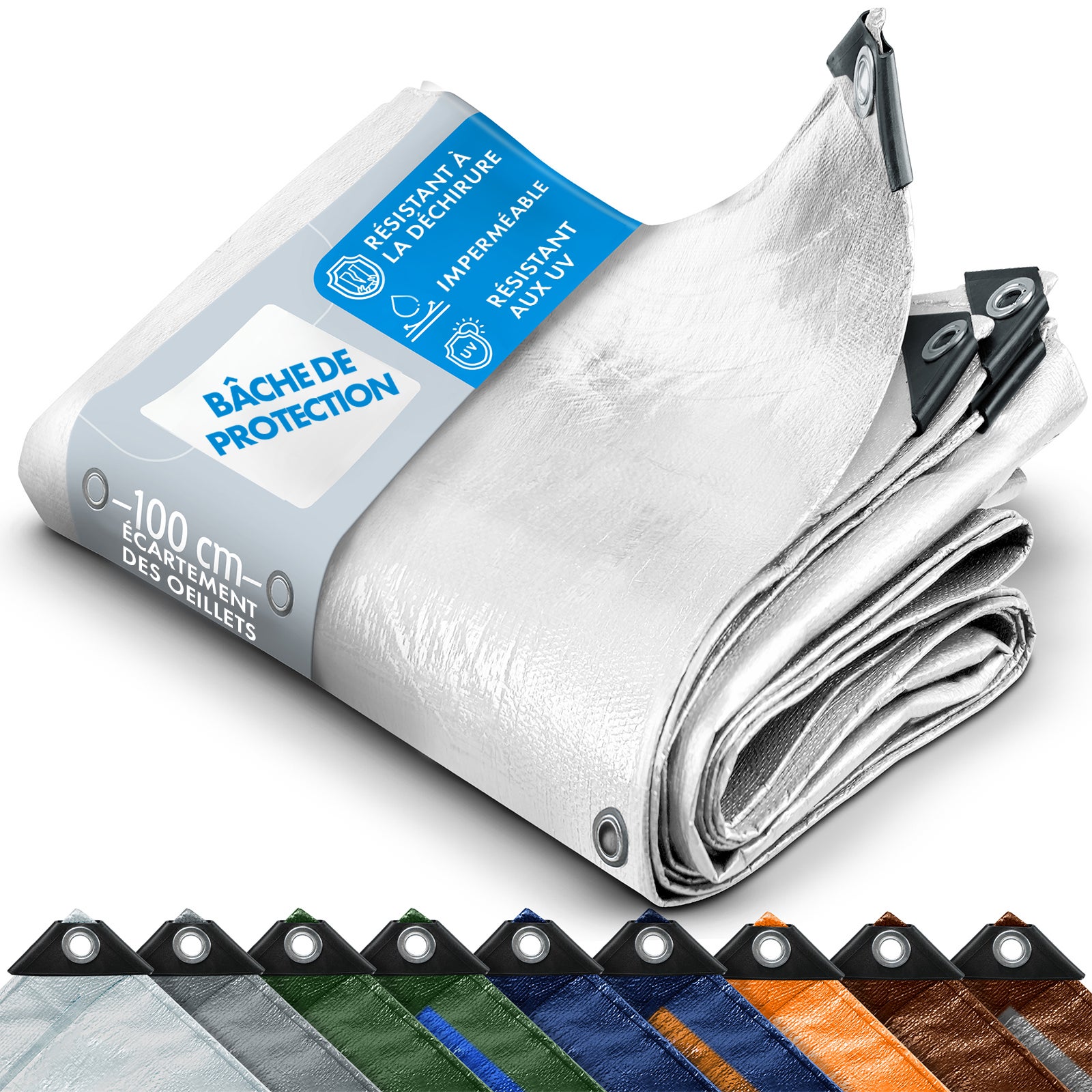 Bâche de protection imperméable 140 g/m² Blanc 3 x 5 m - 2