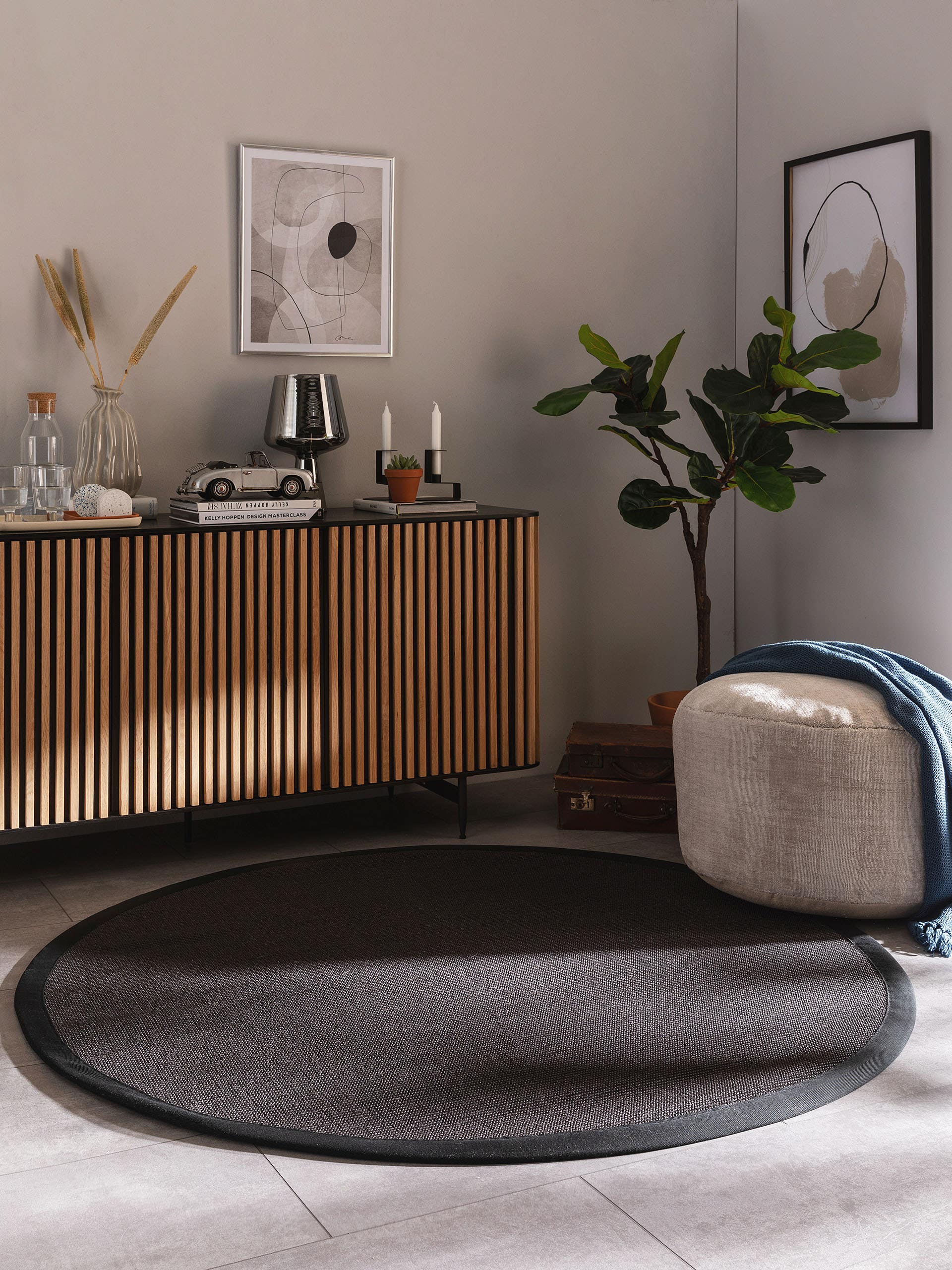 BENUTA - Tapis sisal Sana noir ø 200 cm rond - 2
