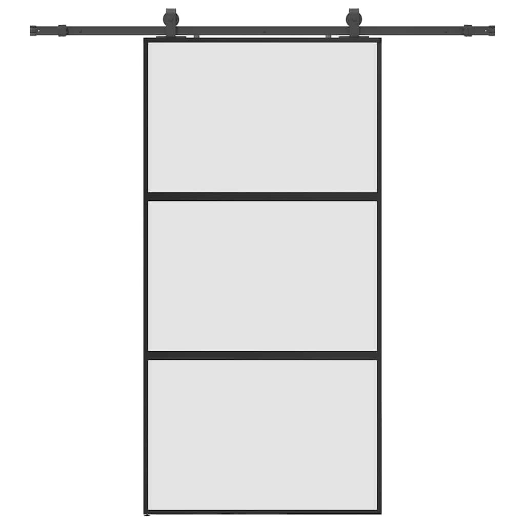 Puerta corredera herrajes negro 102,5x205 cm vidrio templado vidaXL - 2