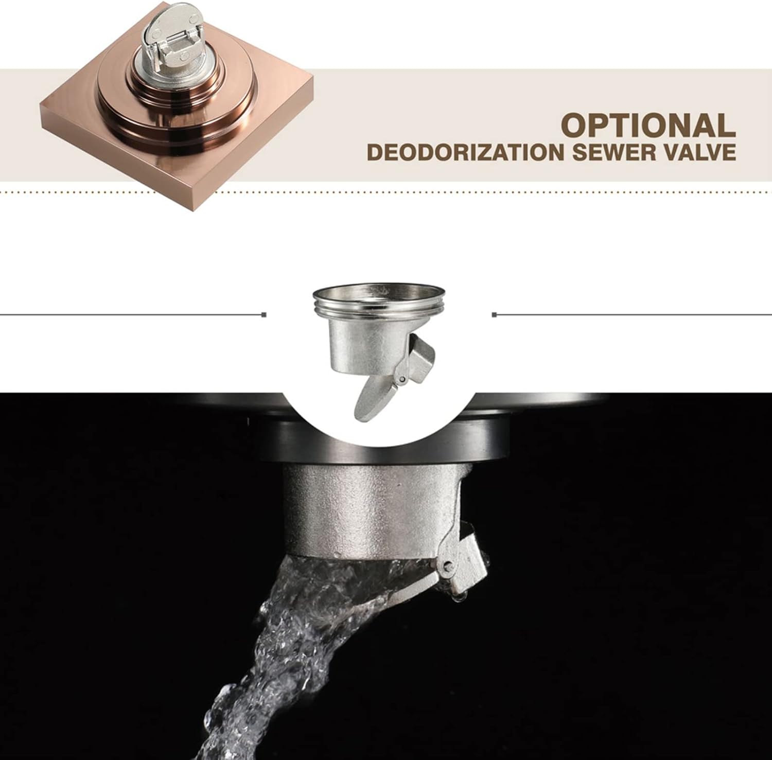 Siphon de Sol Carré 10cm en Laiton Doré Rose, Drain Douche Invisible Anti-Odeurs, Haut Débit, Détachable avec Filtre à Cheveux - 5
