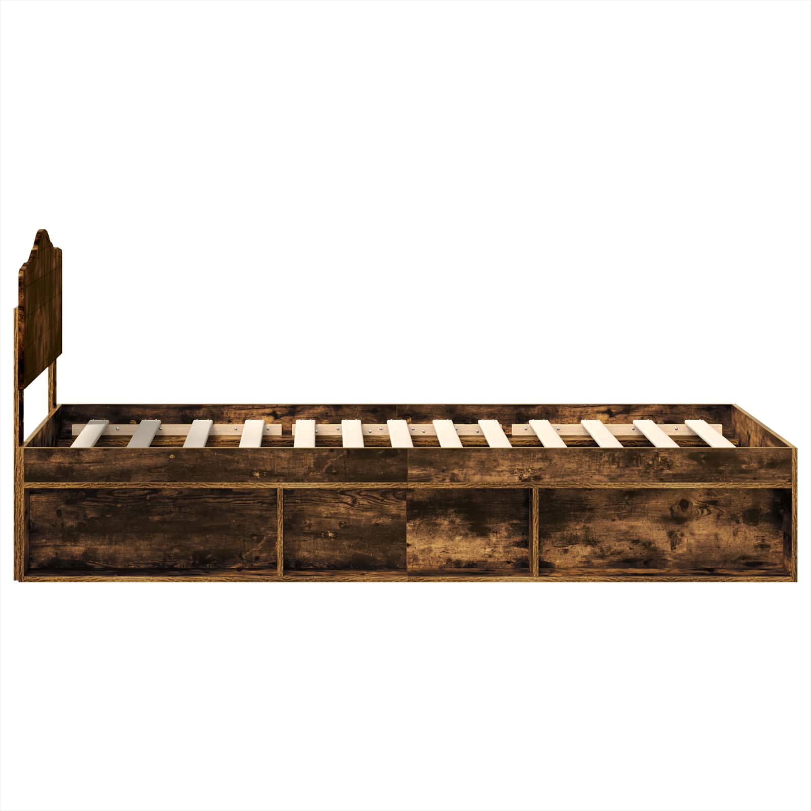 Cadre de lit chêne fumé 90 x 190 cm en bois de pin massif - 8