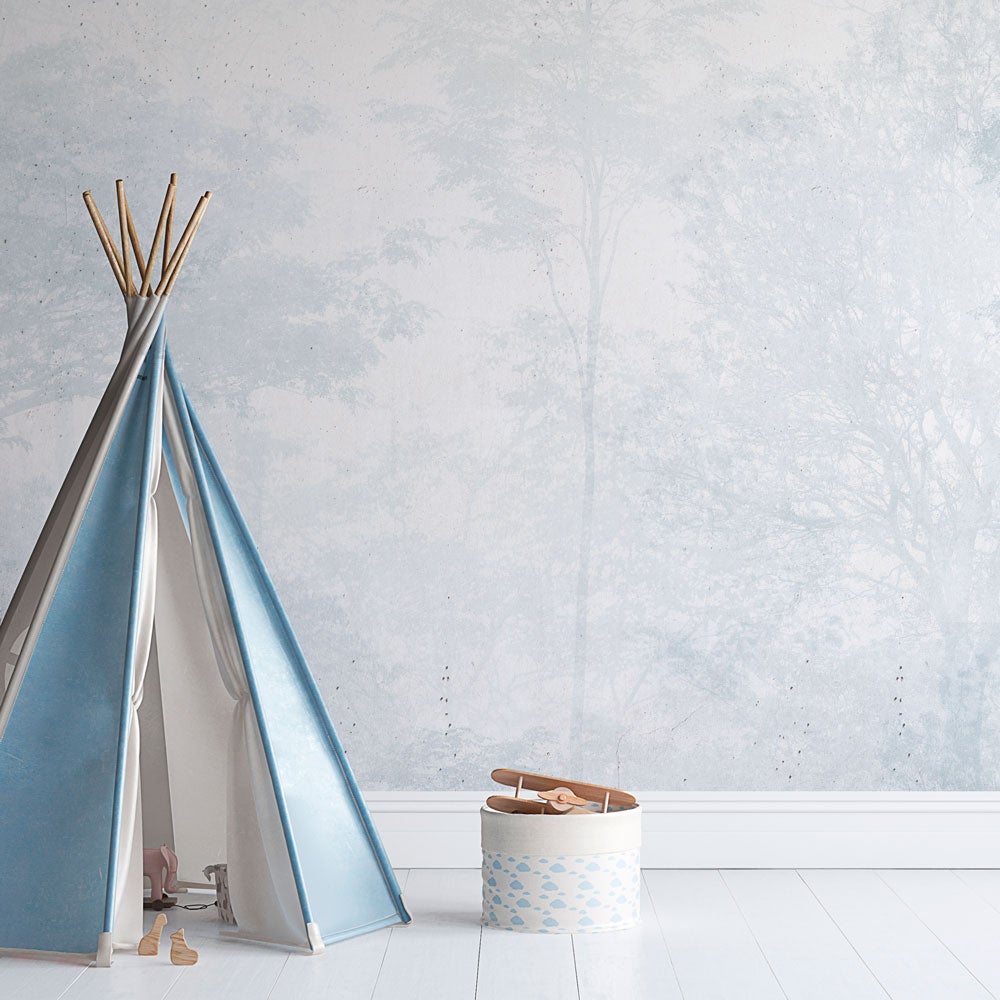 Mural vinílico autoadhesivo,texturizado, impermeable y con tintas ecológicas. dream forest blue 321x260