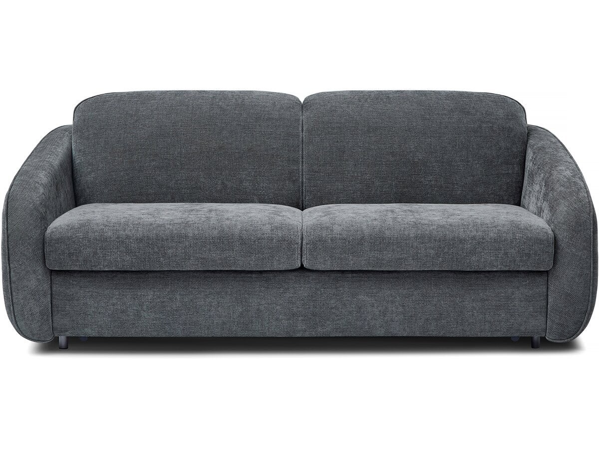 Sofa rozkładana "Laurie" express w tkaninie teksturowanej - łóżko 140 cm - 3 miejsca - szara