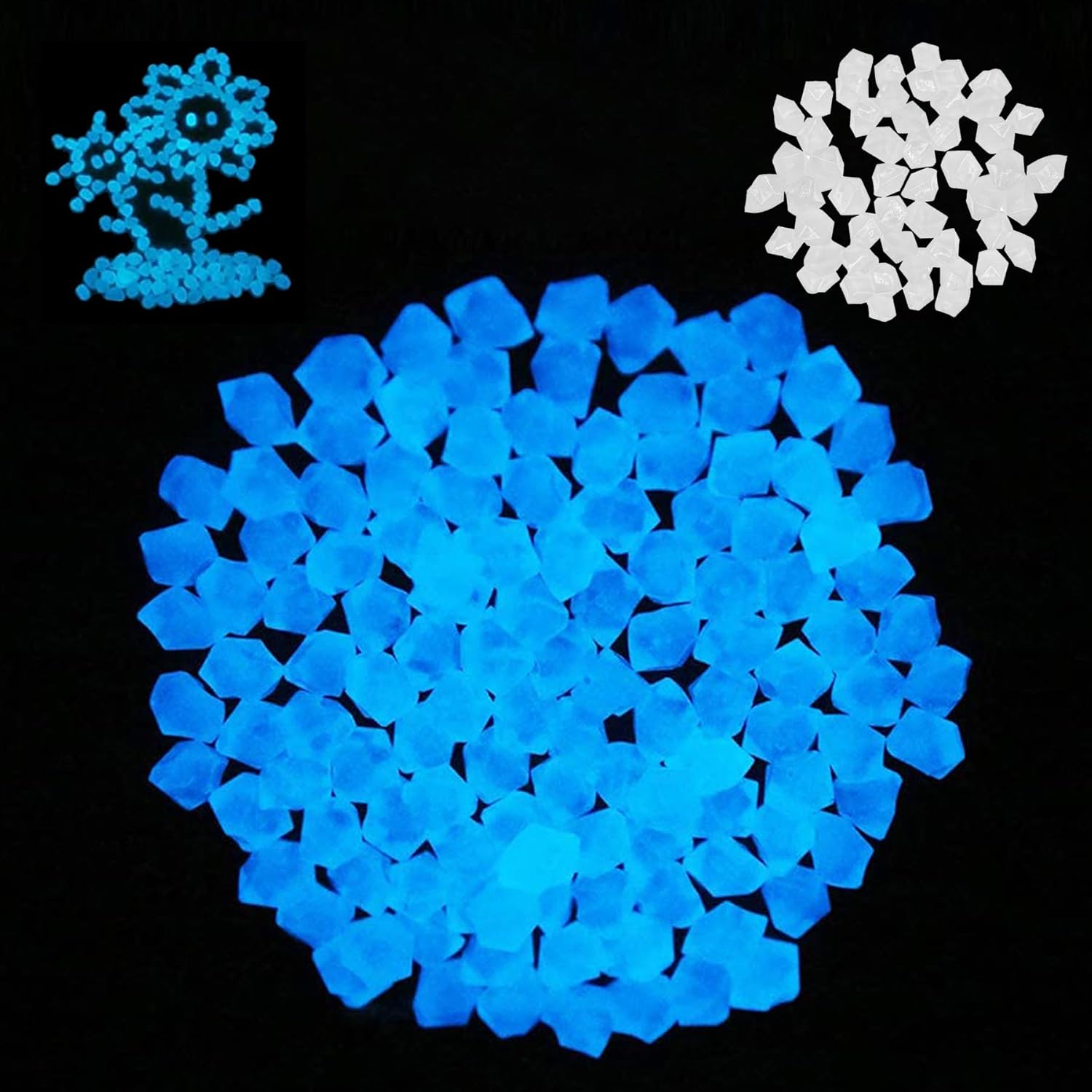 500 Sztuk Kamieni Świecących, Świecące Kamienie Fluorescencyjne, Gładkie Kamienie z Żywicy, do Akwariów, Ogrodu, Ścieżek 14x11mm (nieregularne)