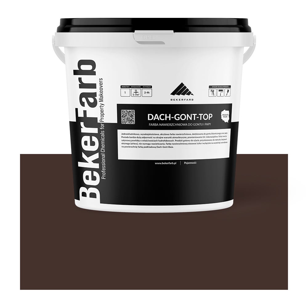 Nawierzchniowa Farba na Dach do Gontu i Papy - Czekoladowy Brąz 1L