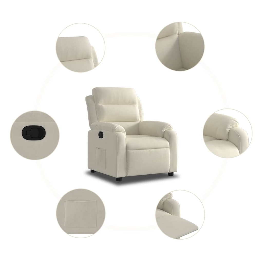 Fauteuil inclinable Crème Velours - 5