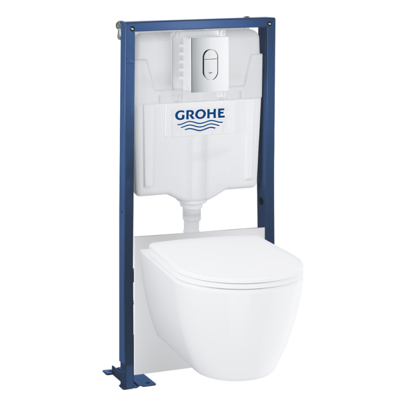 Grohe Pack Inodoro suspendido sin aro Essence + asiento + placa cromada ...