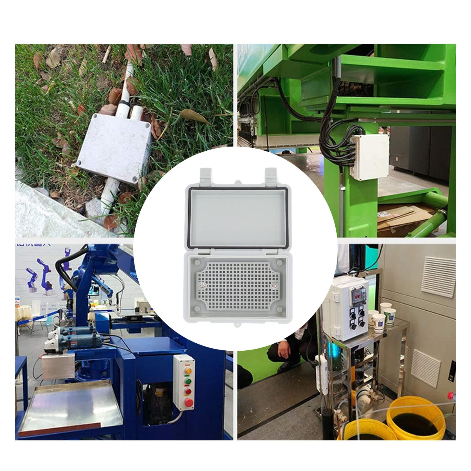Boîte électrique étanche, boîte de jonction extérieure isolée anti-poussière avec couvercle à charnière et clip en plastique pour bricolage, gris - 5