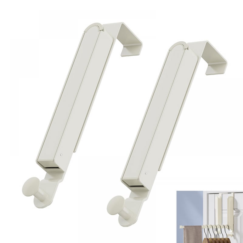 Składany wieszak na ubrania, szaliki i torby, mocowany na drzwiach, zestaw dwóch sztuk (biały)