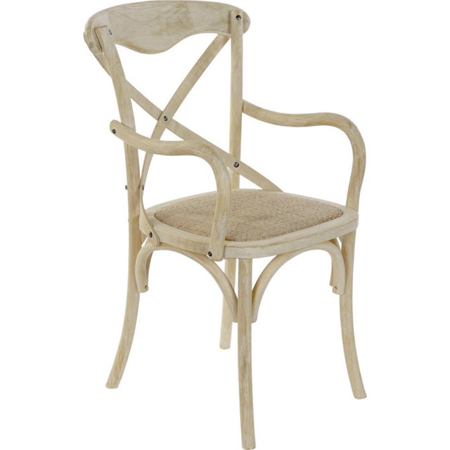 Chaise de cuisine élégance rotin blanc vieilli 55 x 47 x 92 cm Blanc vieilli effet patiné