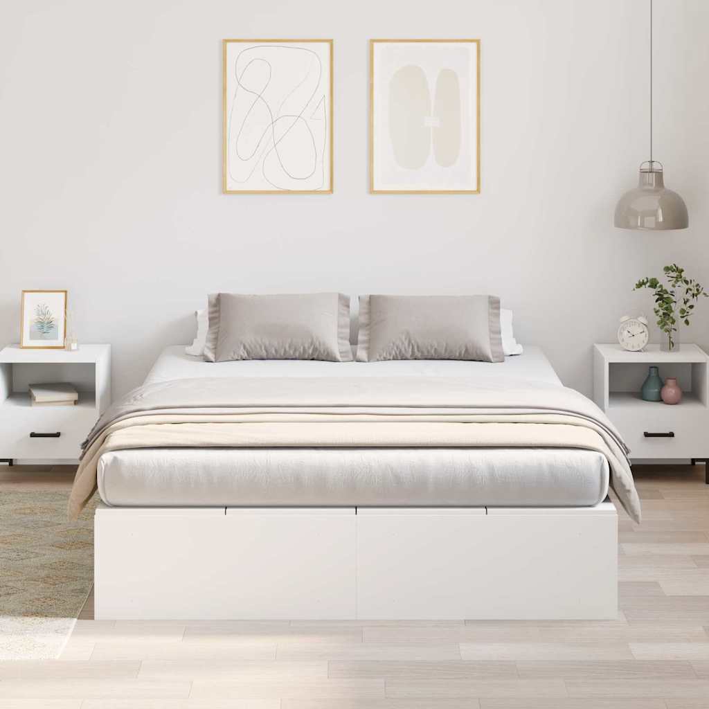 Cadre de lit avec rangement blanc 140 x 190 cm - 4
