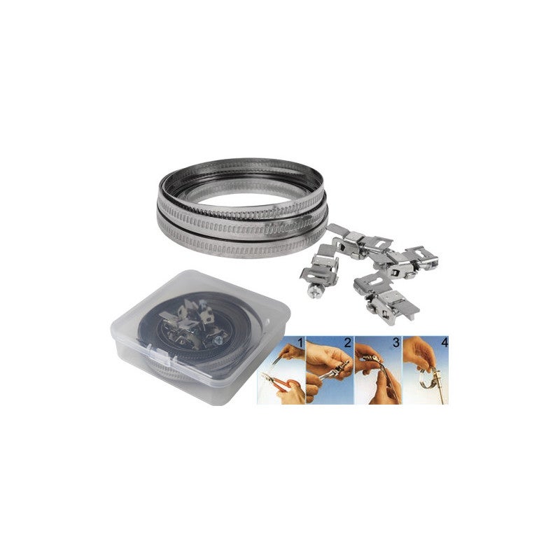 "5 Fascette Stringitubo In Acciaio Inox W2 Con Manico - 8-12 Mm - Larghezza 9 Mm" - 5