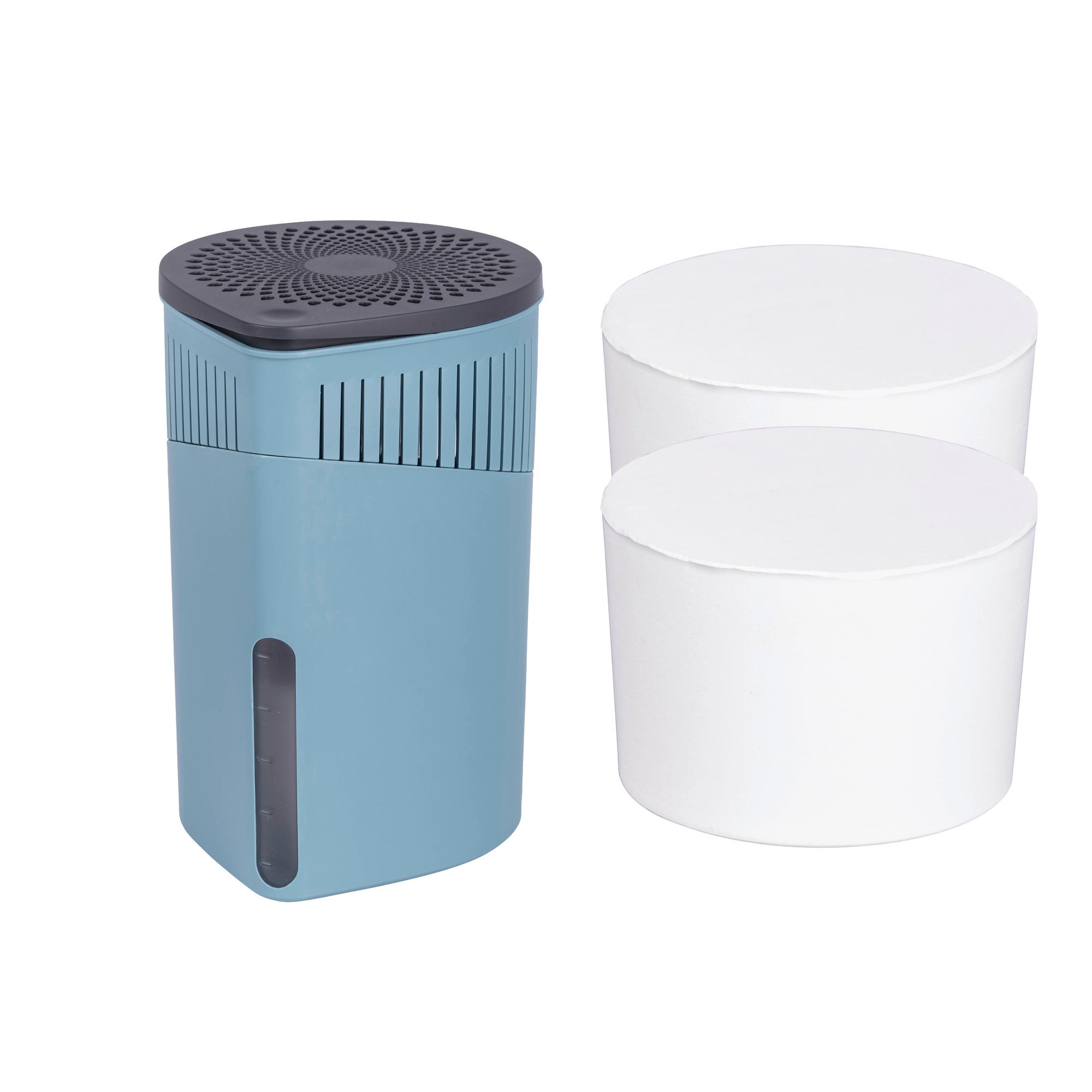 Déshumidificateur WENKO | 2 Recharges 1kg | Absorbe 1.4L | Anti-Moisissures | 24x16x15cm | Blanc/Gris