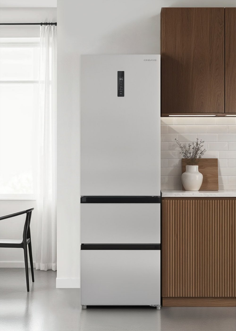 CREATE - FRIDGE STUDIO COMBI PRO FLEX 401 - Lodówka 401L No Frost w stylu włoskim z Space Pro i Care+ - Inox